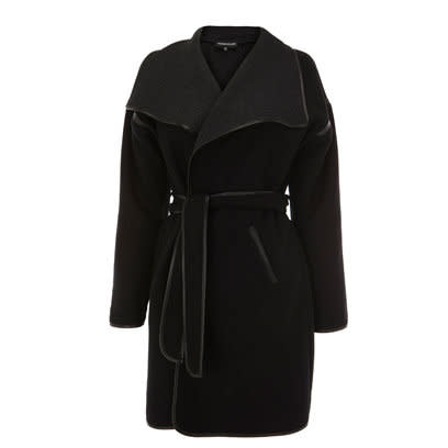 Black belted coat by Warehouse