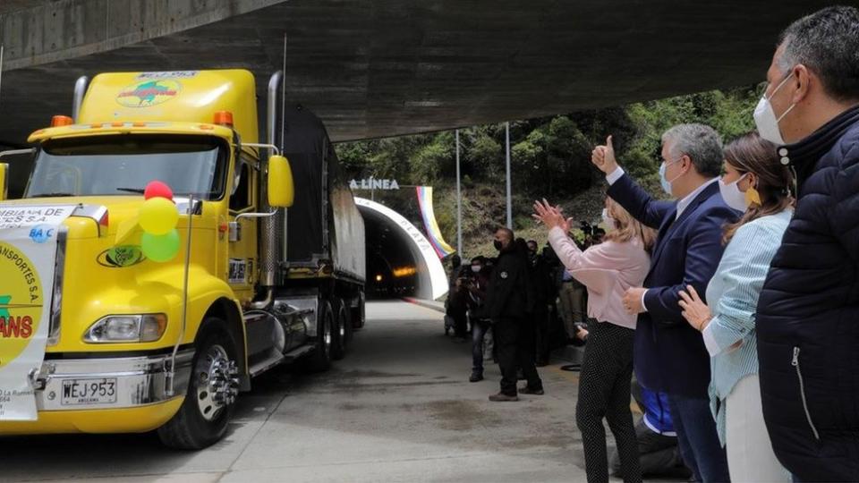 El presidente Iván Duque en la inauguración del túnel de la Línea