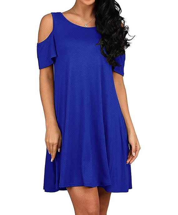 This cold-shoulder dress comes in sizes XS to XL and twenty colors and patterns. <strong><a href="https://amzn.to/2lzzHoV" target="_blank" rel="noopener noreferrer">Normally $30, get it on sale for $20 on Prime Day</a>.</strong>