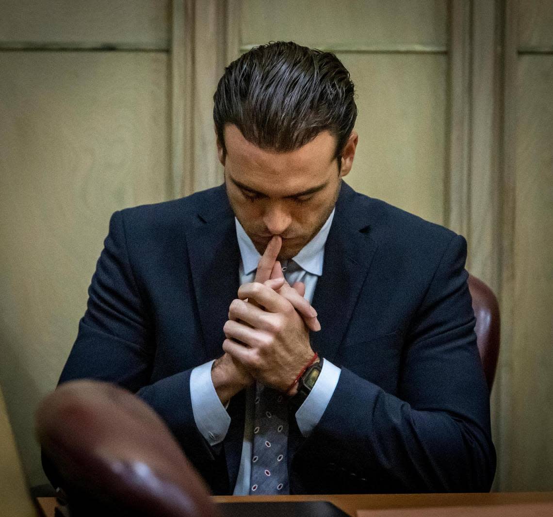 Miami, Florida, September 23, 2022 - Pablo Lyle sits in the courtroom on the first day of his criminal trial in Miami-Dade Criminal court. Pablo Lyle is accused of killing 63-year-old Juan Ricardo Hernandez during a road rage incident in 2019.