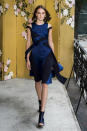 <p><i>Model wears a navy dress from the Adeam SS18 collection. (Photo: ImaxTree) </i></p>