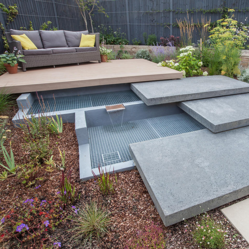 Work with an incline to create a water feature