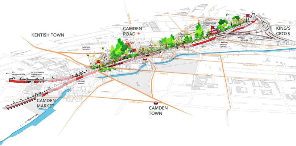 The map of the new Highline (Camden Highline)