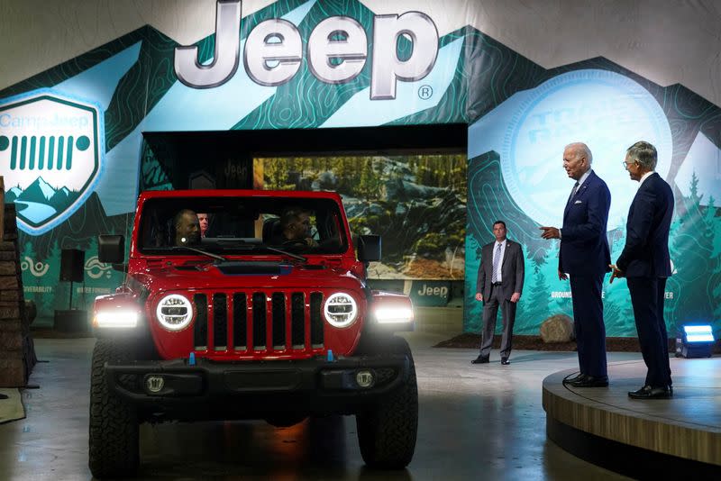 FILE PHOTO: U.S. President Biden visits the Detroit Auto Show in Detroit, Michigan