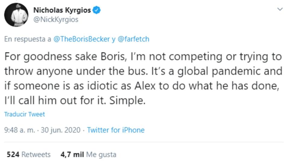 La respuesta de Kyrgios