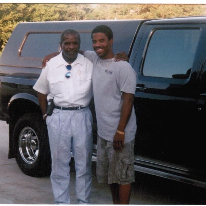 Danny Harring, left, stands with his late father, Danny Harring, Sr. in an undated photo. The elder Harring was shot and killed by his nephew in June 2019.