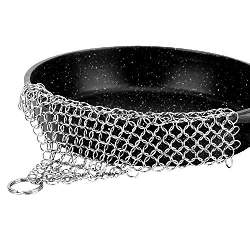 <p><strong>BOTEFEI</strong></p><p>amazon.com</p><p><strong>$9.98</strong></p><p>This stainless steel square of chainmail makes scrubbing all of those stuck-on food bits off of cast iron pans (without damaging the iron's seasoning) effortless. </p>