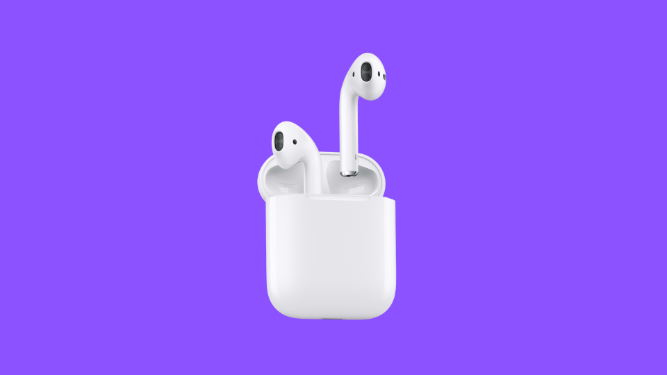 Save $29 on sleek Apple AirPods. (Photo: Amazon)