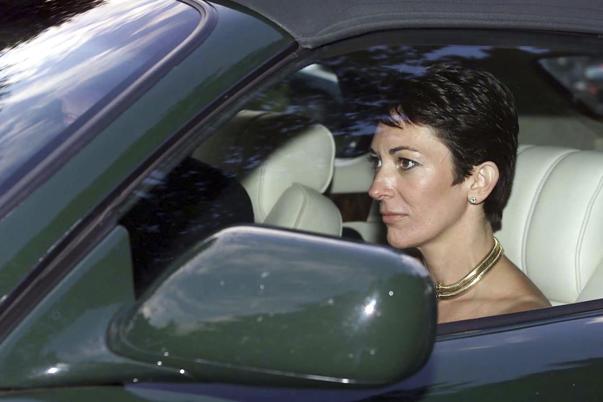 Ghislaine Maxwell in 2000 being driven by Prince Andrew. (AP)