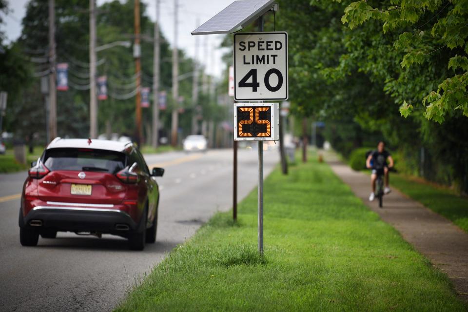 An SUV passes a speed limit sign at Valley Road North and Birchwood Terrace in Wayne, where an accident occurred on February 27, 2018. Photographed on 07/05/21.