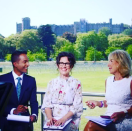 <p>ABC reporter Annabel Crab looked glamourous in a floral print dress as well. Source: Instagram/jeznews </p>