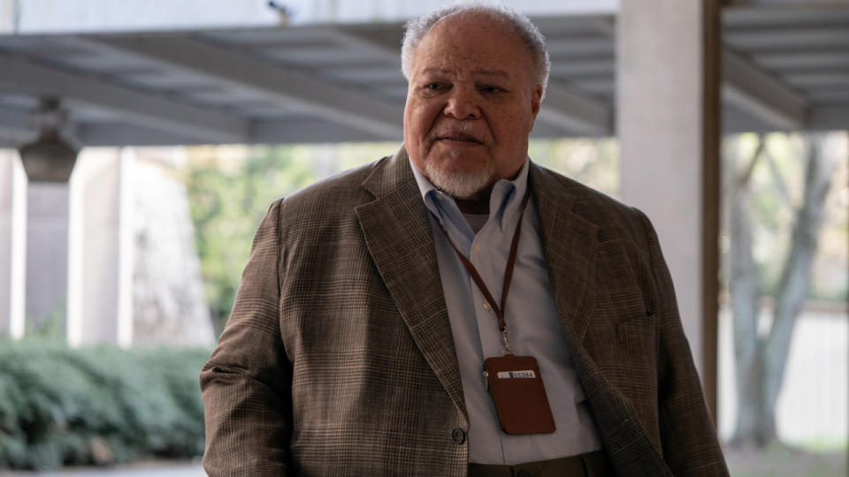 Stephen McKinley Henderson stands with a look of concern in Civil War.