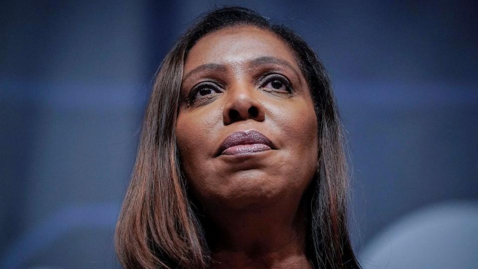 PHOTO: New York State Attorney General Letitia James speaks during the New York State Democratic Convention, Feb. 17, 2022, in New York. (Seth Wenig/AP, FILE)