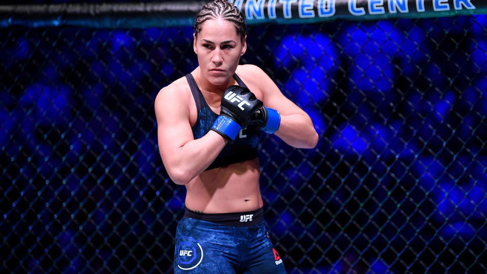 Jessica Eye, pictured here before her fight against Valentina Shevchenko at UFC 238.