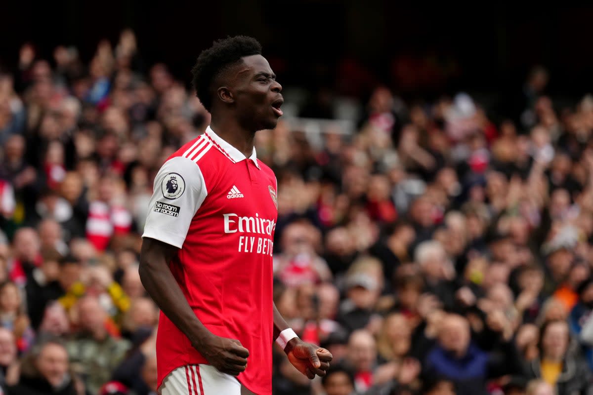 Bukayo Saka scored twice against Crystal Palace (John Walton/PA) (PA Wire)