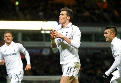 Tottenham Hotspur's Gareth Bale (C) during a League Cup match in October. "We needed the right reaction after the weekend and we certainly did that," said the winger. "The lads are delighted and we've got to maintain that form now going into the Premier League."