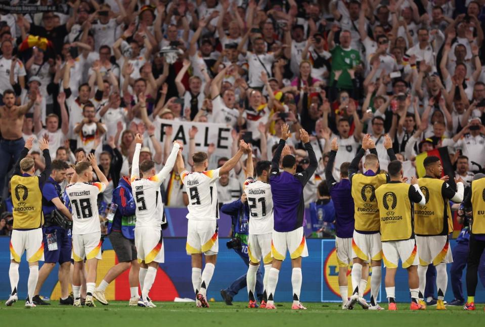 Germany players celebrate with their fans (Getty Images)