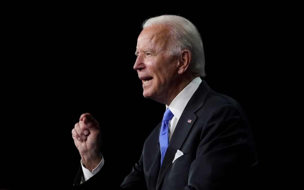 Former US Vice President Joe Biden speaks at a largely virtual 2020 Democratic National Convention in Wilmington, Delaware - Reuters