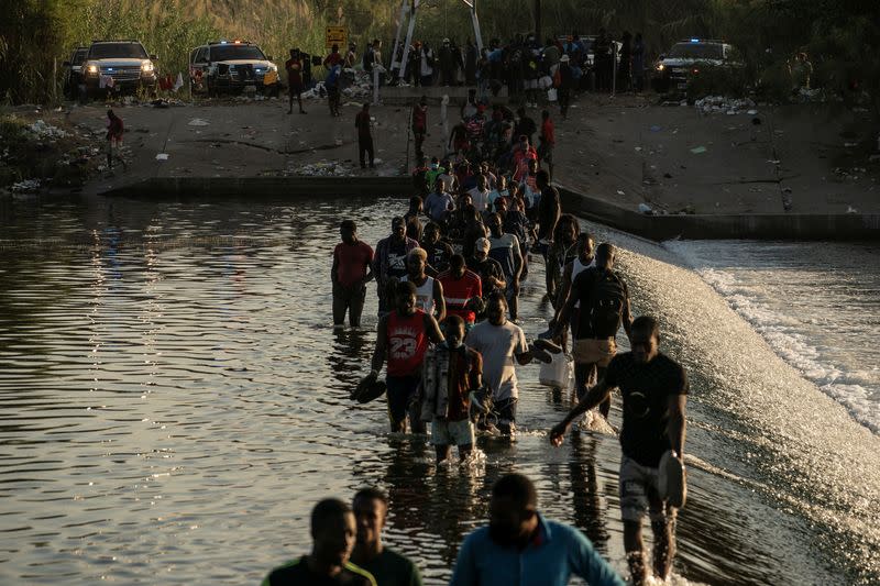 Migrants seeking asylum in the U.S. in Ciudad Acuna, Mexico