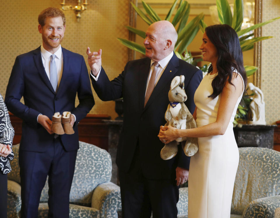 The couple were given a toy wallaby. Photo: AAP