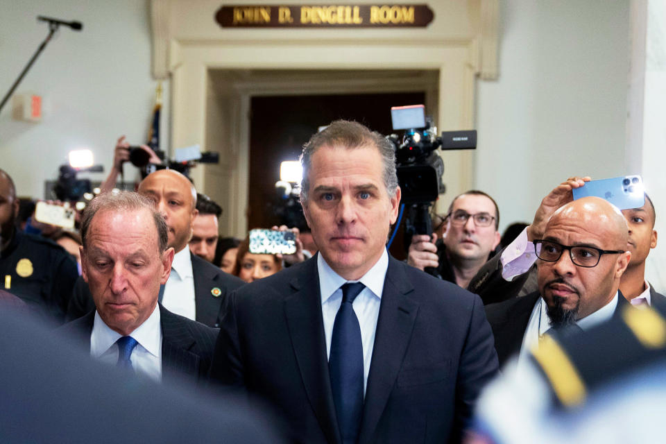 Hunter Biden and Abbe Lowell leave a hearing on Capitol Hill. (Jose Luis Magana / AP)