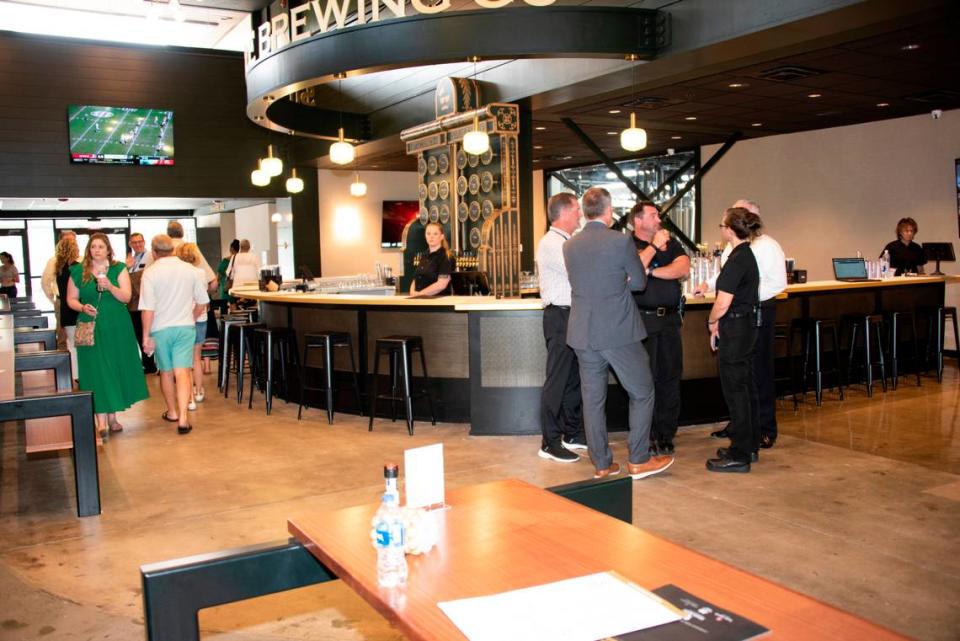 Side Hustle Brewery is a major feature inside The Bank on Hilton Head Island.