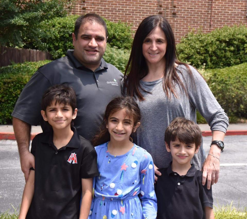 Andrew and Caren Soloman Bharwani and their three children. The Bharwanis are opposed to Buckhead becoming a separate city. (The Bharwani family)