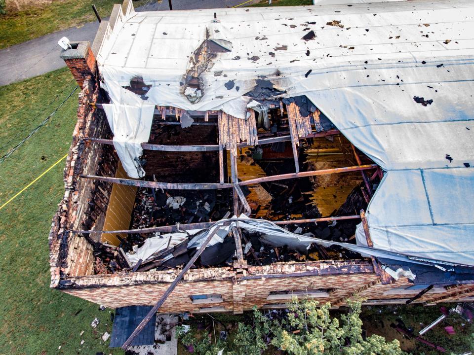 Drone photos taken of the Park Township Community Center following a devastating overnight fire Sunday, July 24.
