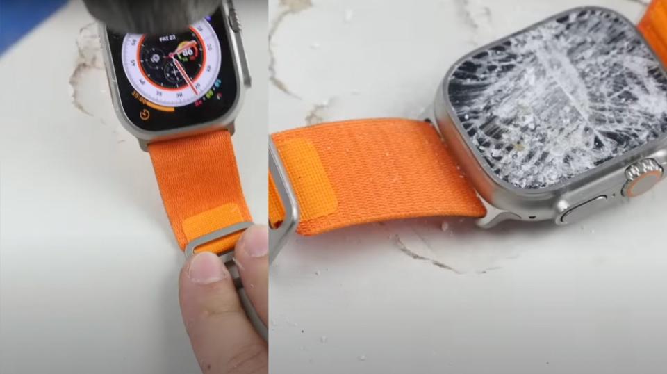 Apple Watch Ultra a martillazos (YouTube)