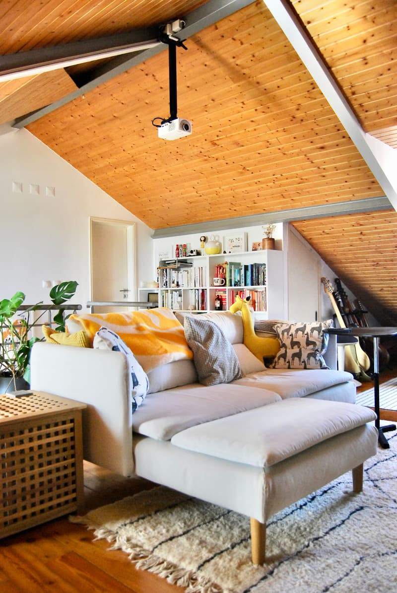 Lounge area of neutral toned room.