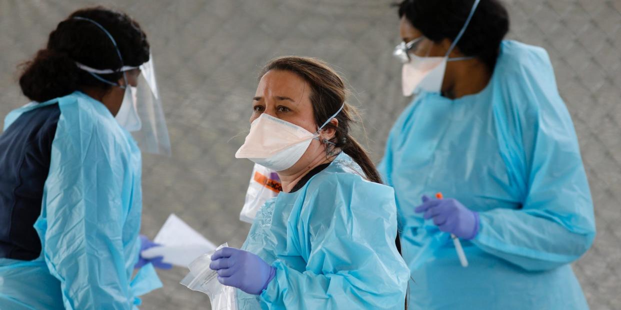 Hospital workers in South Carolina providing coronavirus tests. 