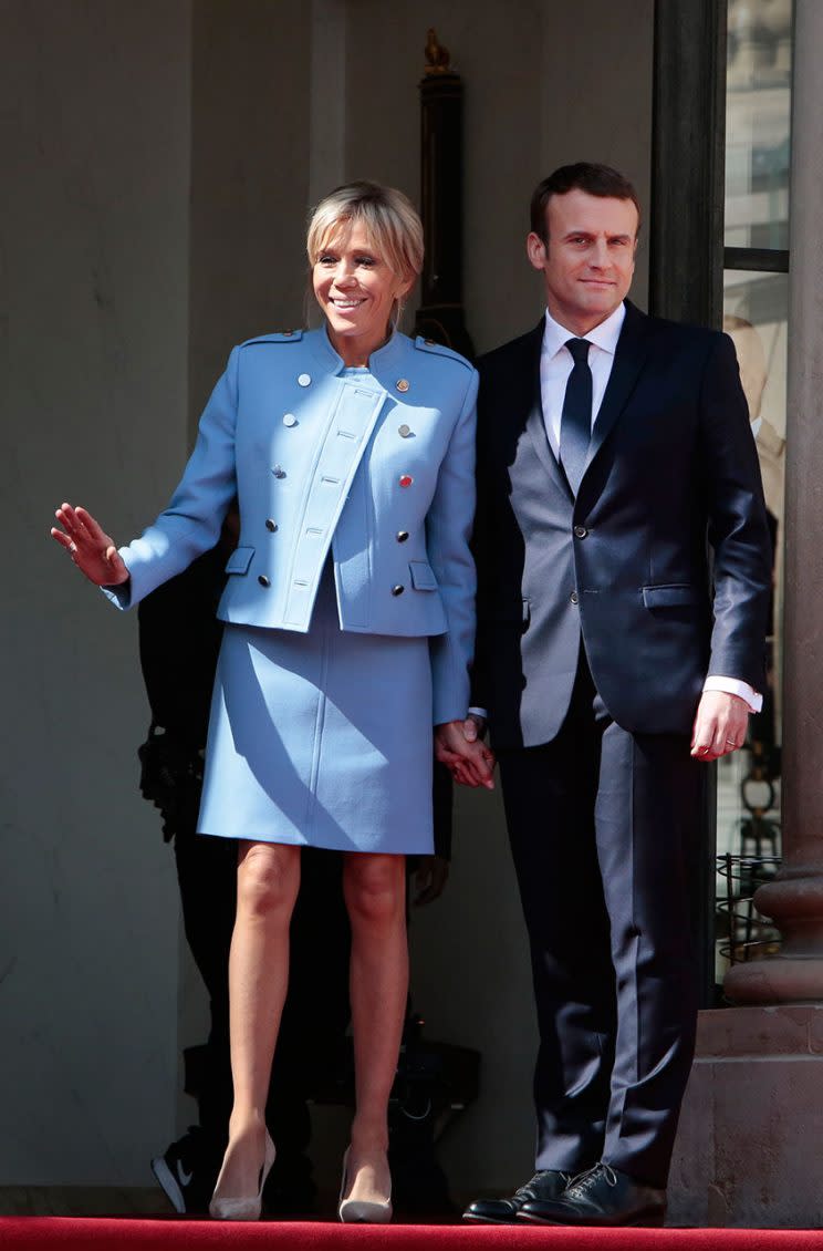 Brigitte and Emmanuel Macron at the French president's inauguration on Sunday