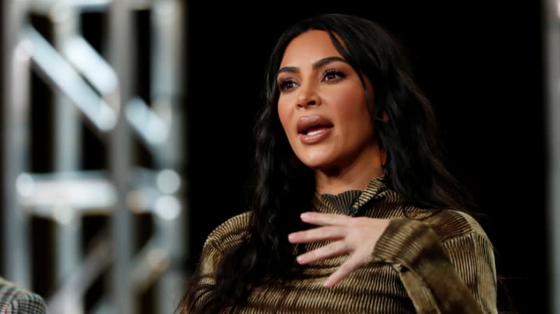 Television personality Kardashian attends a panel for the documentary "Kim Kardashian West: The Justice Project" during the Winter TCA (Television Critics Association) Press Tour in Pasadena