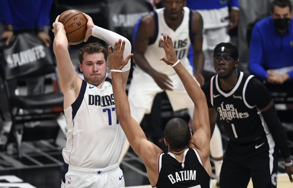 Luka Doncic of the Dallas Mavericks during the 2021 NBA Western Conference playoffs. 