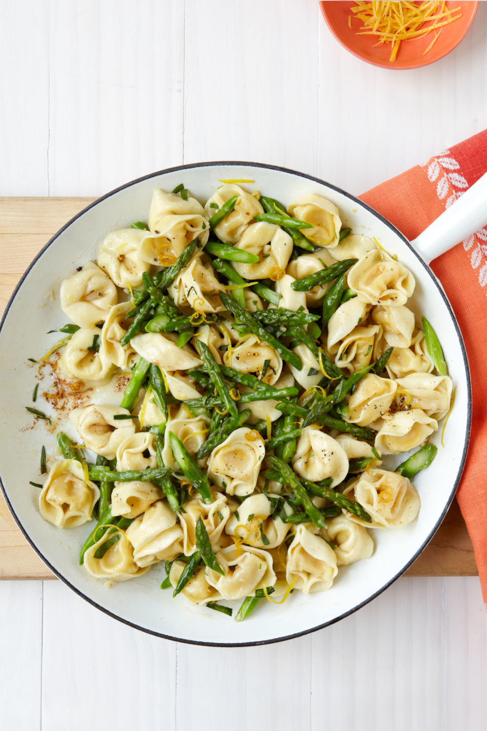 Brown Butter Tortellini with Toasted Garlic and Asparagus