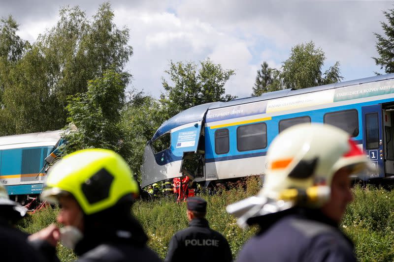 View of a site of a train crash near the town of Domazlice