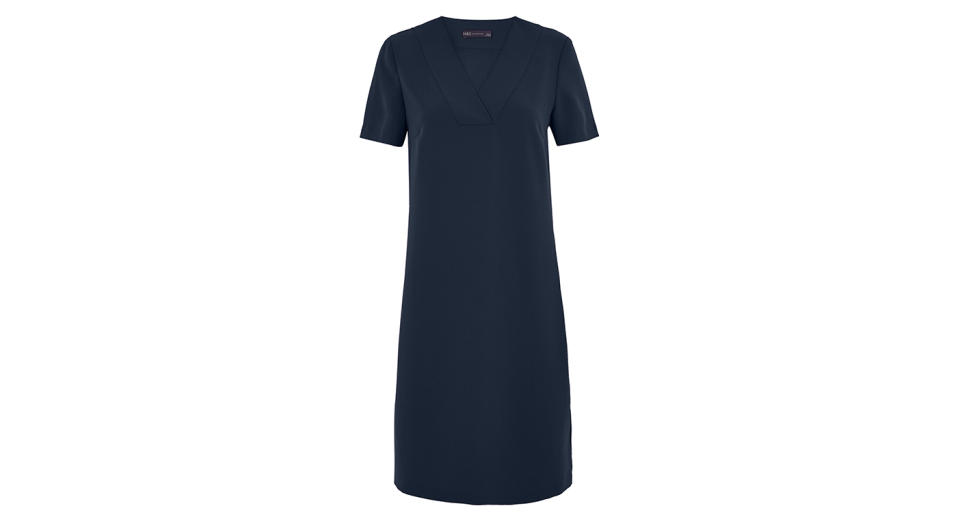 Crepe V-Neck Knee Length Shift Dress