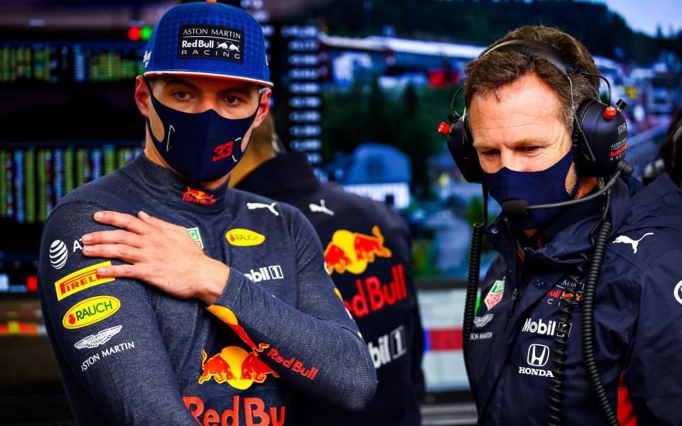 Max Verstappen, left, with Red Bull Racing Team Principal Christian Horner - Mark Thompson/Getty Images