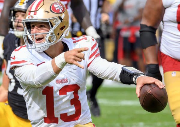 San Francisco 49ers quarterback Brock Purdy totaled 736 yards and four passing scores through three weeks. File Photo by Archie Carpenter/UPI