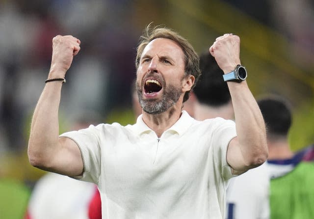 England manager Gareth Southgate celebrates the win against the Netherlands