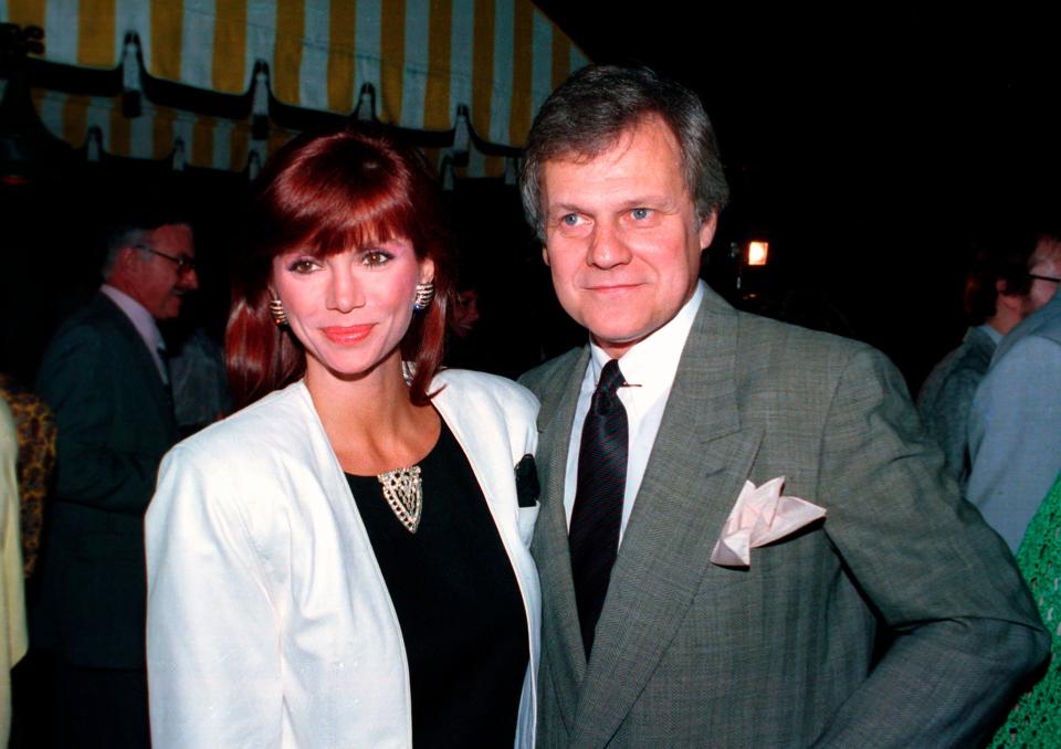 FILE - This June 13, 1986 file photo shows actress Victoria Principal, and actor Ken Kercheval, co-stars of "Dallas."