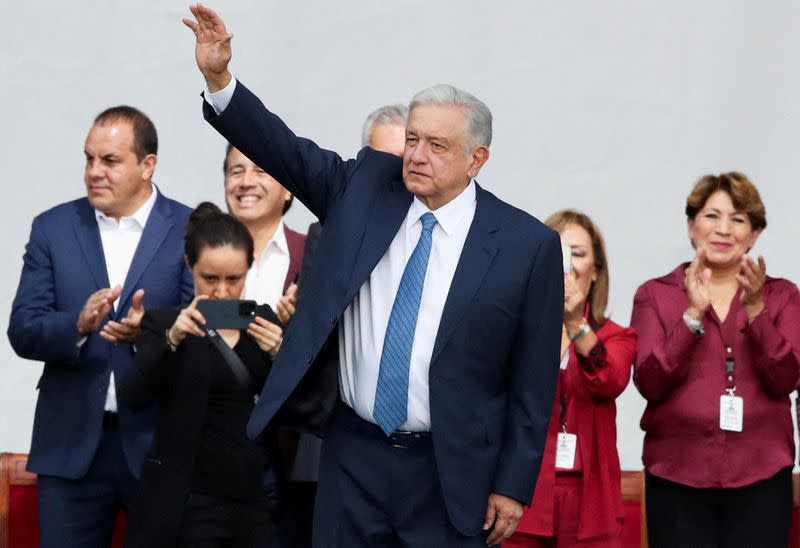 FILE PHOTO: Mexican president gives speech to mark fifth anniversary of election triumph