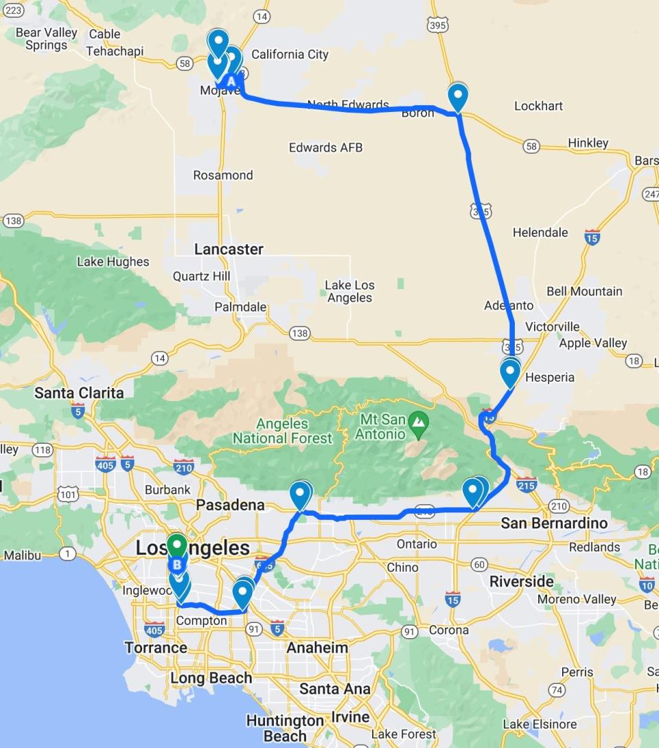 Two massive “Solid Rocket Motors” from Space Shuttle Endeavor will pass through the Victor Valley and the Cajon Pass on Tuesday on their way to the California Science Center in Los Angeles.