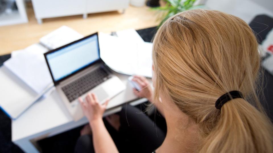 Eine Frau arbeitet an einem Laptop. Foto: Daniel Naupold/Illustration