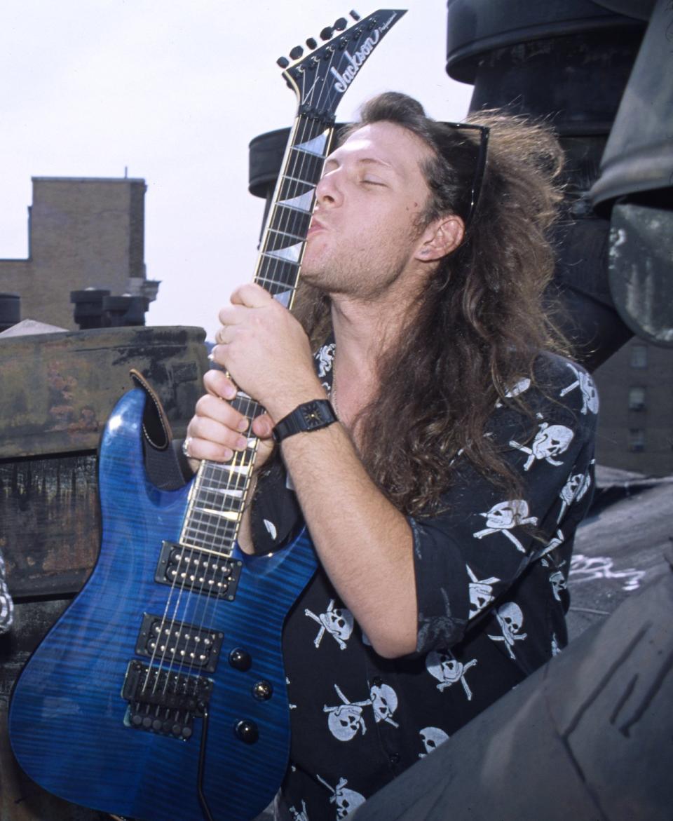 Criss Oliva (1963-1993) of Savatage pose for a portrait on August 8, 1991 in New York City, New York. (Photo by Catherine McGann/Getty Images)