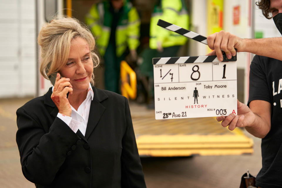 Amanda Burton filming Silent Witness. (BBC)