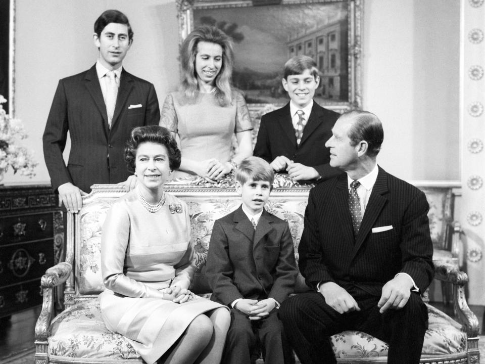 The Queen, Prince Philip and their children at their silver wedding anniversary in 1972PA