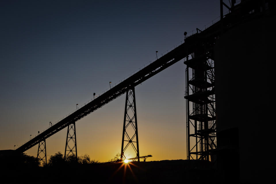 This is an undated photograph of Impala Platinum mine shaft 11, provided by Implats on Tuesday, Nov. 28, 2023, near Rustenburg, South Africa. An elevator suddenly dropped around 200 meters (656 feet) while carrying workers to the surface in a platinum mine in South Africa, killing 11 and injuring 75, the mine operator said Tuesday. It happened Monday evening at the end of the workers' shift at a mine in the northern city of Rustenburg. The injured workers were hospitalized. (Implats via AP)