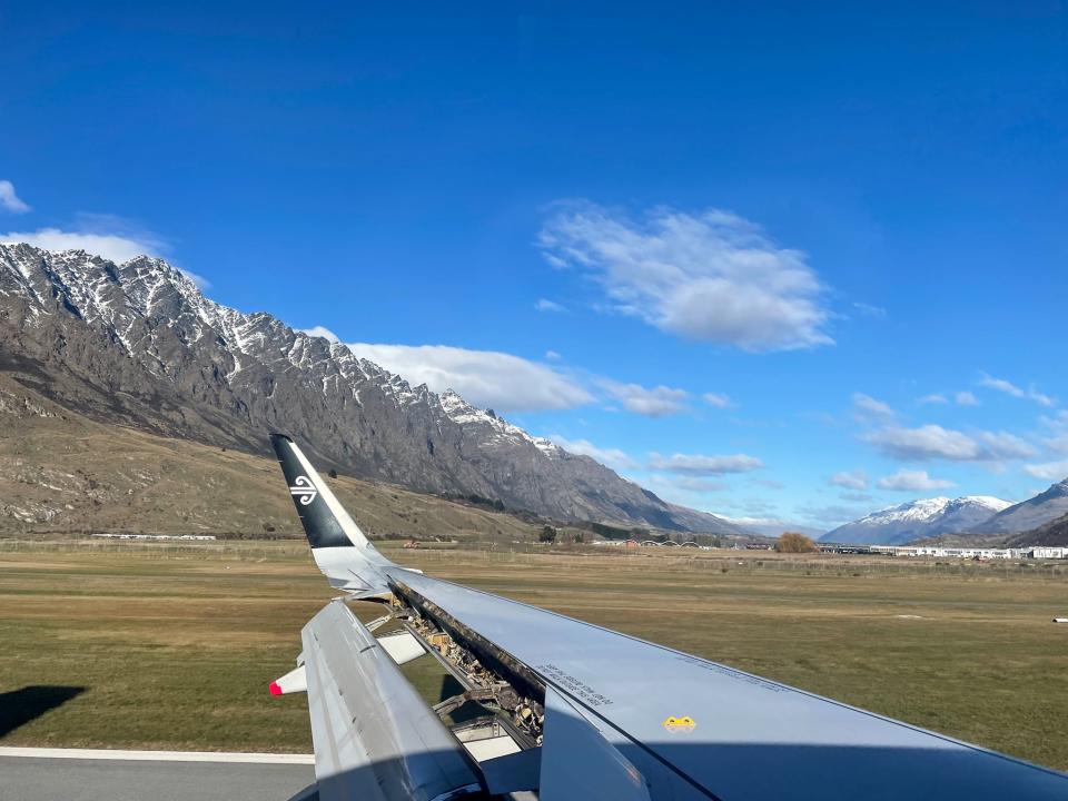 My view from the plane window as we landed in Queenstown, New Zealand.