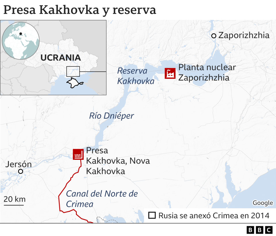 Presa Kakhovka y reserva.